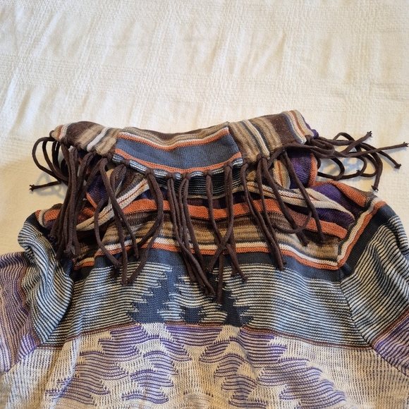 Ralph Lauren Aztec Wrap Sweater RRL Serape Fringe Southwestern Sedona Purple VTG - Picture 6 of 8